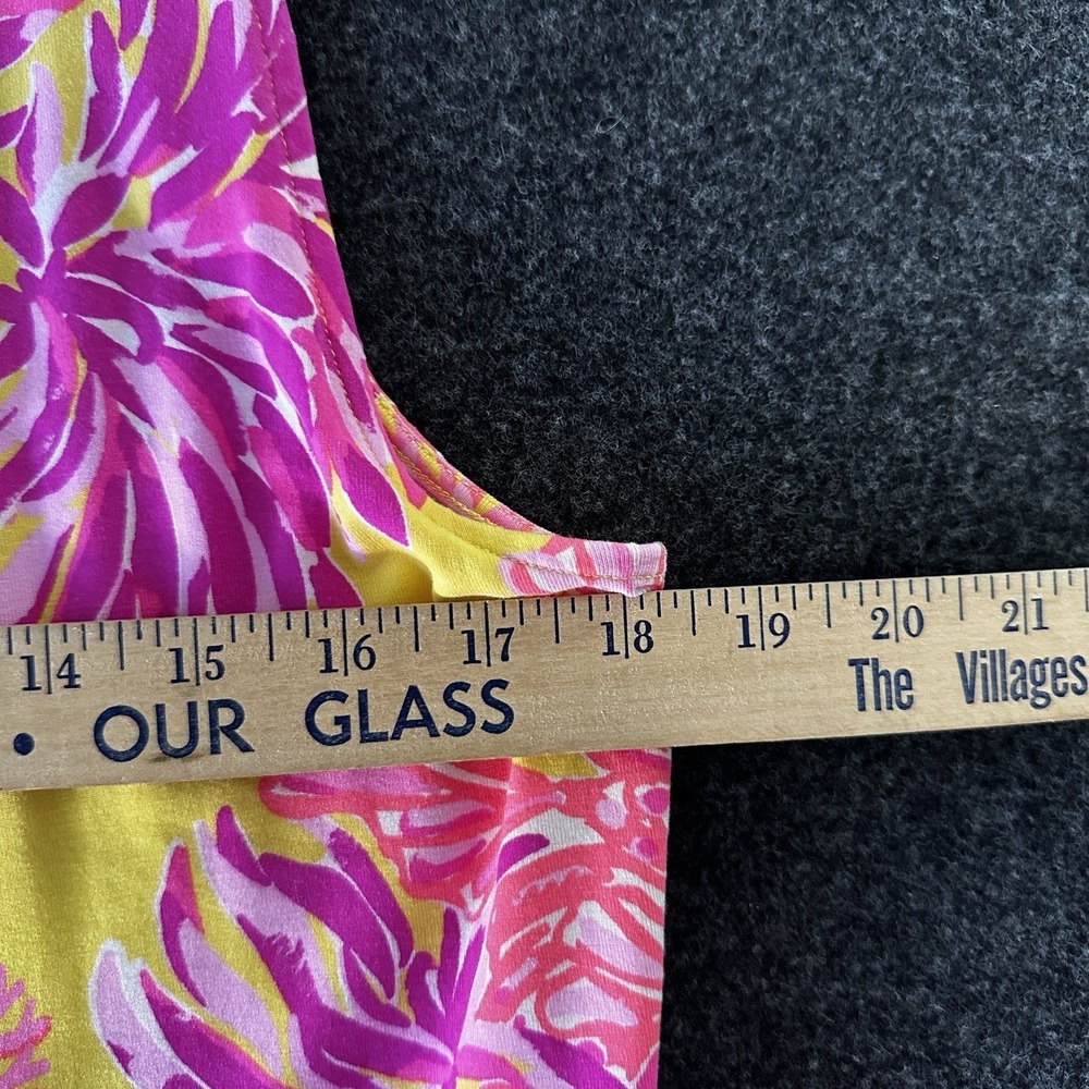 Lilly Pulitzer Folly Floral Wrap Dress Calla Yellow Floral Resort Sz XL Jersey - Picture 5 of 7